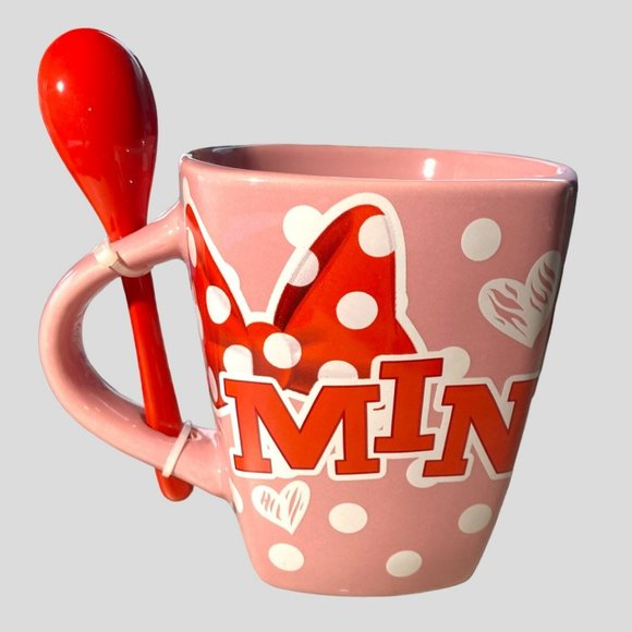 MINNIE MOUSE 11 0Z PINK & RED CUP O SASS WITH SPOON (NEW) - Picture 3 of 5